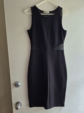 Parasuco Body Form Black Sleeveless Sheath Dress Side Cutout Little Black Dress